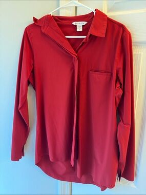 Athleta Crimson Long-Sleeve Button-Down Blouse